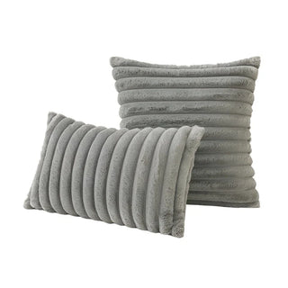 plush cushion covers grey velvet soft polyester cozy decor 30x50 45x45 cm front view
