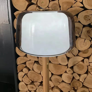 Glass Floor Lamp – Modern Floor Lamp with Wooden Base | Adjustable Brightness