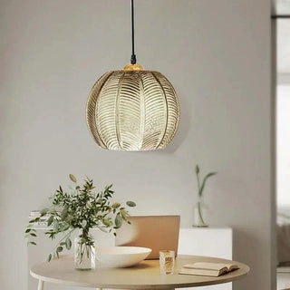 Botanical Pendant Lamp – Modern Glass Lamp With Green Leaf Pendant & Ambient Light