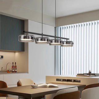 Industrial Ceiling Light – Modern Linear Pendant Light With Smoked Glass Shades