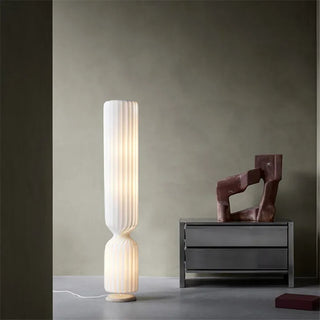 Modern Floor Lamp – White Fabric LED Lighting | Slender Standing Lamp