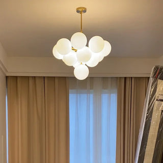 Nordic Glass Chandelier – Modern Ceiling Light with Frosted Glass Shades