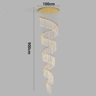 Gold Crystal Chandelier – Rotating Pendant Light for Large Space Lighting
