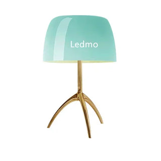 Colored Glass Desk Lamp – Modern Tripod LED Reading Lamp with Iron Frame