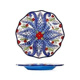 ceramic dinnerware set earthworks hand-painted plates artisan porcelain bowls amalfi coast lifestyle view