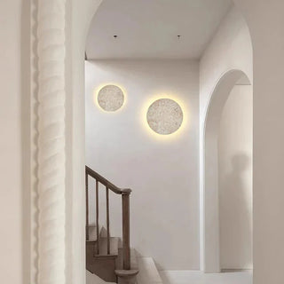 Natural Travertine Wall Sconce - Backlit LED Stone Light With Adjustable Brightness
