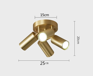Golden LED Ceiling Light – Minimalist Aluminium Gold Finish Double Head Lamp