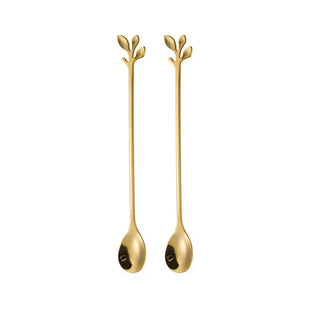 leaf spoon set durable stainless steel cutlery eco friendly utensils front view