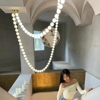 Modern LED Pendant Light – Alloy Silver Ceiling Lamp with Remote Control