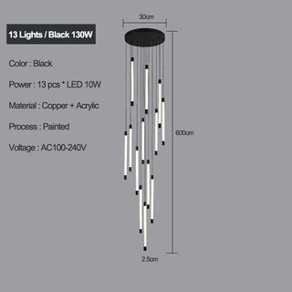 Copper Staircase Chandelier – Polished Copper Lighting with LED Flush Mount for Villas & Hotels