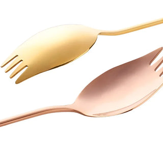 designer cutlery set stainless steel 4 piece spork flatware luxury dining utensils close-up