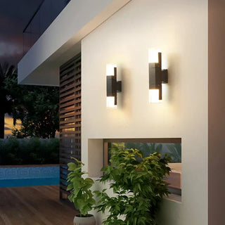 Outdoor Wall Sconce - Black Acrylic Column Light | Weather-Resistant LED Fixture