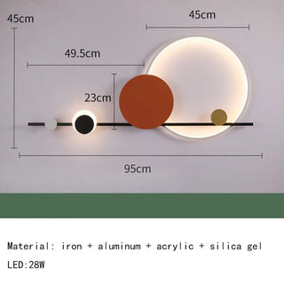 Art Deco Wall Lamp – Geometric Wall Sconce with Black Metal & Acrylic Circle, Warm LED Lighting