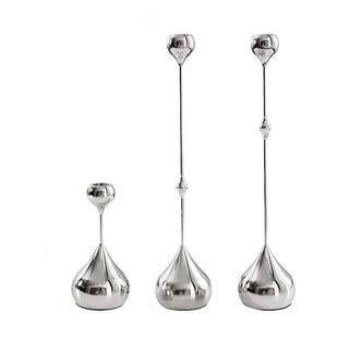 water drop candle holder set handcrafted glass iron luxury decor trio front view
