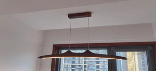 Walnut Pendant Light – Minimalist Dining Room Lighting With Integrated LED Fixture