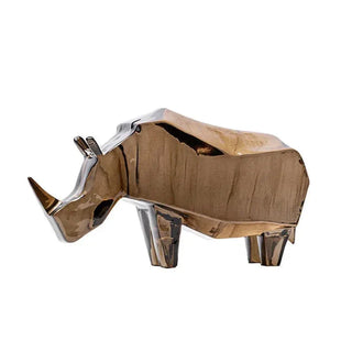 abstract rhino sculpture geometric resin art figurine handcrafted decor front view