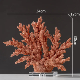 handcrafted resin coral figurine sculpture with crystal accents detail