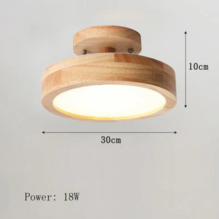 Nordic Wooden Ceiling Light – Scandinavian LED Surface Mount Lamp with Warm Wood Finish