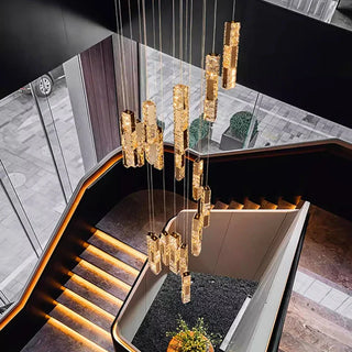 Lustre Moderne en Cristal – Suspension Élégante pour Salon avec Éclairage LED Intégré