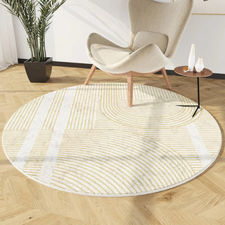 round plush luxury area rug abstract design non slip pad front view