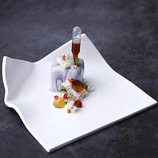 ceramic plate earthworks handcrafted porcelain dish large elegant tableware 21x5cm side view