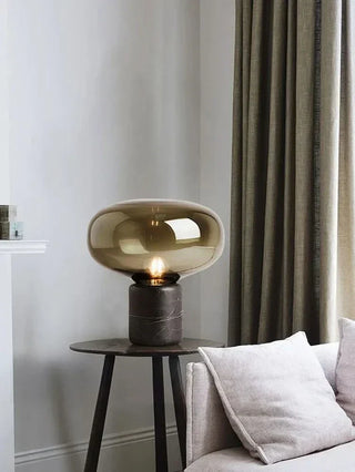 Marble Table Lamp – Black Marble Lamp With Hand-Blown Glass | Luxury Ambient Lighting
