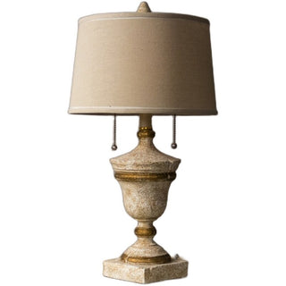 Luxury retro lamp wide view — beige resin warm glow