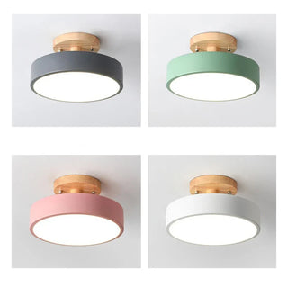 Nordic Wooden Ceiling Light – Scandinavian LED Surface Mount Lamp with Warm Wood Finish
