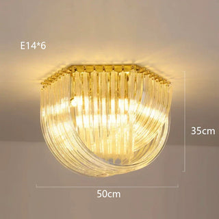 Modern Glass Chandelier – U-Shaped LED Dimmable Ceiling Light for Living Room Lighting