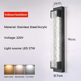 Outdoor Wall Lamp | Modern Stainless Steel LED Wall Sconce with Water Texture Diffuser