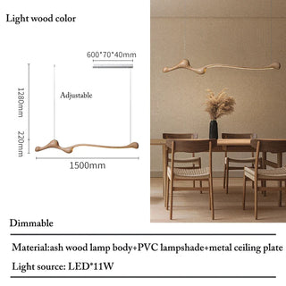 Dimmable LED Pendant Light – Ash Wood Pendant With Touch Switch & Adjustable Brightness
