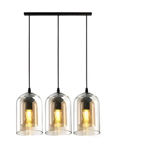 Two-tier amber glass pendant lamp in rust tone — industrial chic lighting