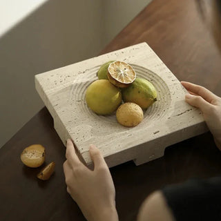 travertine stone tray earthworks luxury handmade bowl style tray detail