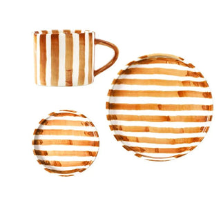 ceramic mug toscana collection hand painted orange striped cup detail