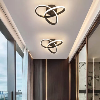 Contemporary Ceiling Light – Double Panel LED Fixture | Modern Curved Metal Lamp
