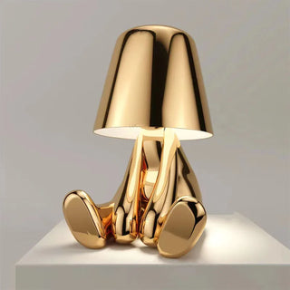 Stylish designer golden resin table lamp — warm ambient LED