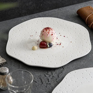 exotic ceramic plate earthworks handcrafted porcelain tableware luxury dining plate side view