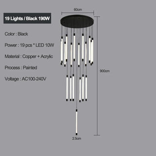 Copper Staircase Chandelier – Polished Copper Lighting with LED Flush Mount for Villas & Hotels