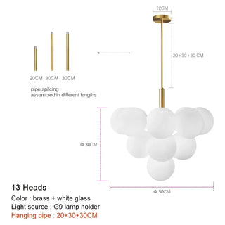 Nordic Glass Chandelier – Modern Ceiling Light with Frosted Glass Shades