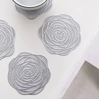 heat insulation placemat non slip recycled pvc table protector flower design close-up