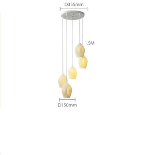 Ceramic Pendant Light – Ribbed Ceramic Finish Modern Pendant Lamp with Adjustable LED