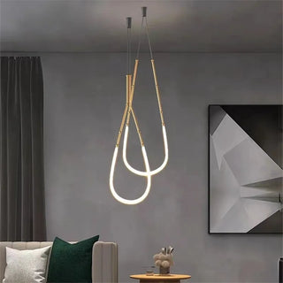 Black Metal Chandelier – Modern Ceiling Light With Tubular Curve Design