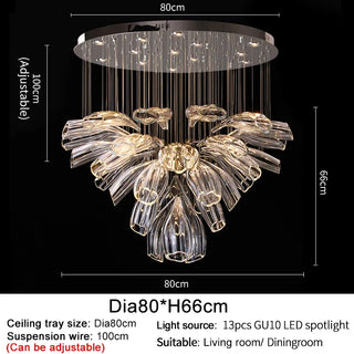 Modern Crystal Chandelier – Adjustable Brightness LED Steel Fixture for Living Room