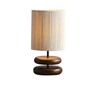 Japanese walnut dark wood table lamp — handcrafted warm LED