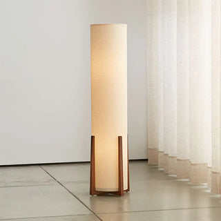 Nordic Wooden Floor Lamp – Scandinavian Standing Lamp with Fabric Shade for Living Room