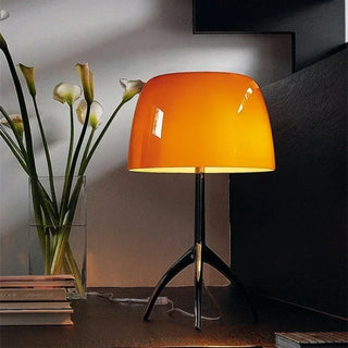 Colored Glass Desk Lamp – Modern Tripod LED Reading Lamp with Iron Frame