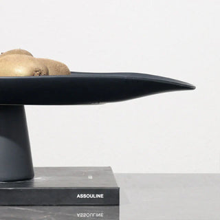 resin fruit plate earthworks handcrafted italian resin plate elegant black platter serveware side view