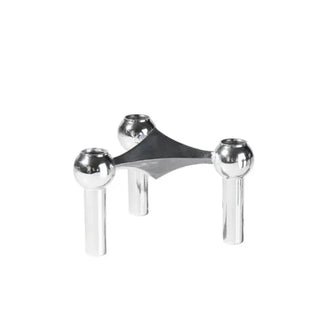 metal candlestick holder handcrafted scandinavian stainless steel modular candle stand front view
