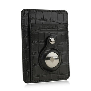 crocodile leather wallet haven slim card holder airtag custom engraving angle view