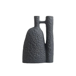 ceramic vase handcrafted italian artisan charcoal black modern minimalist design front view